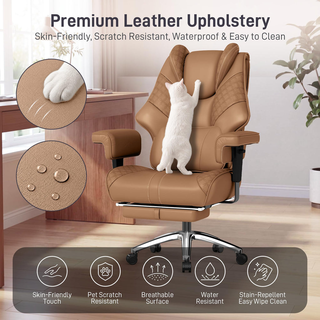 Big and Tall Executive Office Chair with Footrest and Lumbar Support S221
