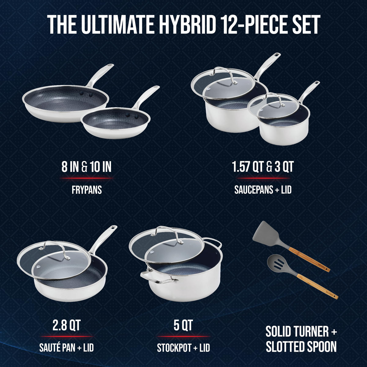 12 Piece Stainless Steel Nonstick Cookware Set W349