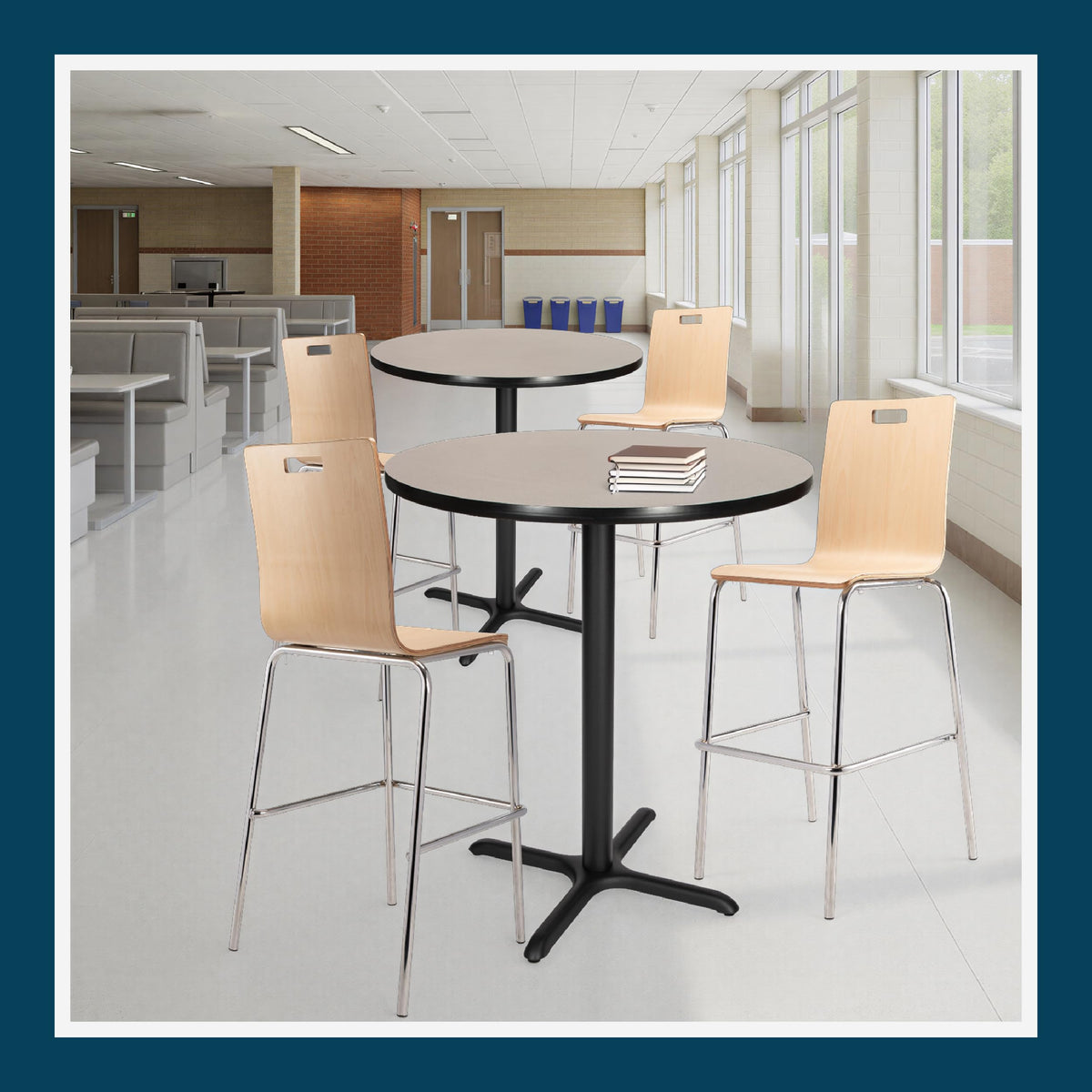 Round 36 in Diameter 42 in Bar Height Black Frame Gray Laminate Cafe Table B679083