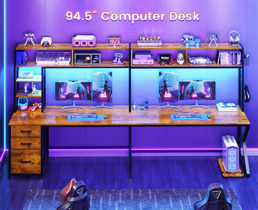 L Shaped Computer Desk with Hutch U6871