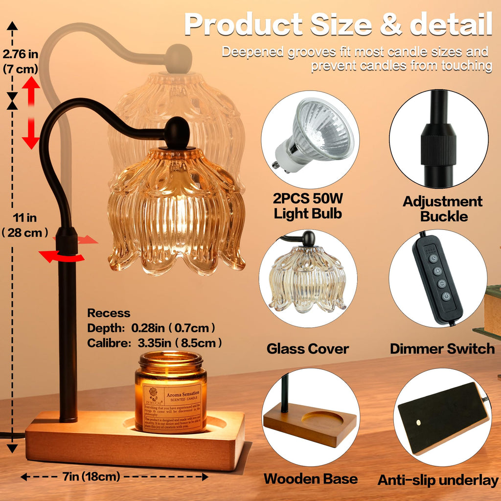 Adjustable Dimmable Candle Warmer Lamp with Timer S432726