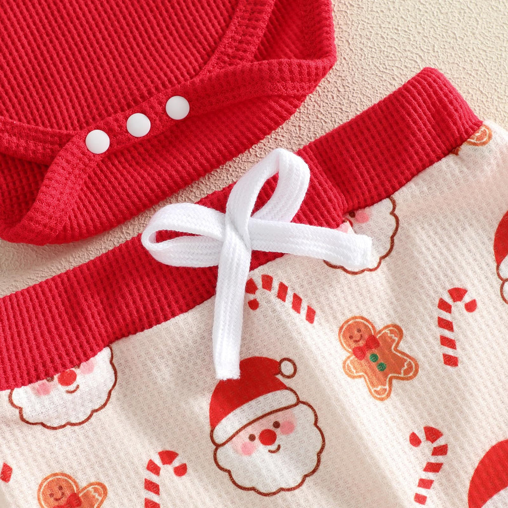 Newborn Baby Boy 3 Piece Waffle Long Sleeve Romper Pants Hat Set N286
