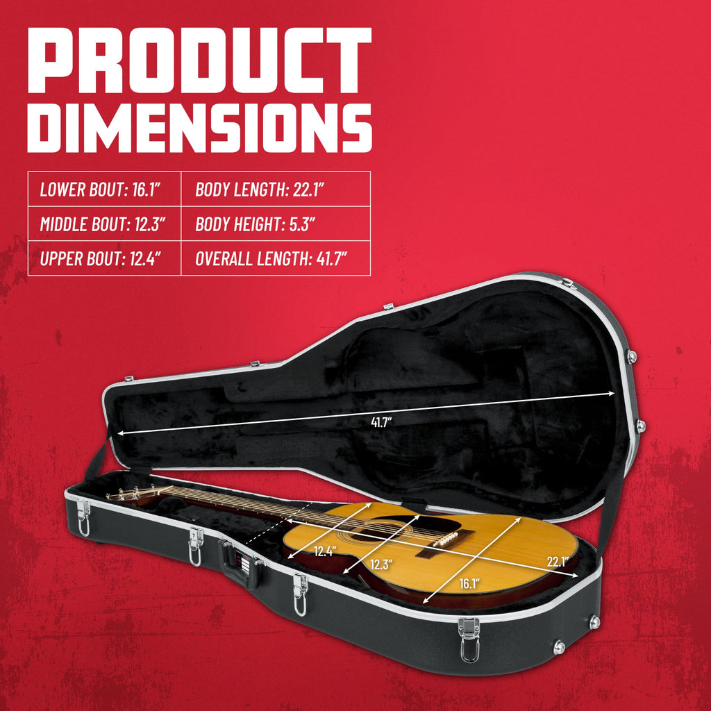 Lightweight ABS Molded Case for Dreadnought Acoustic Guitars E8180