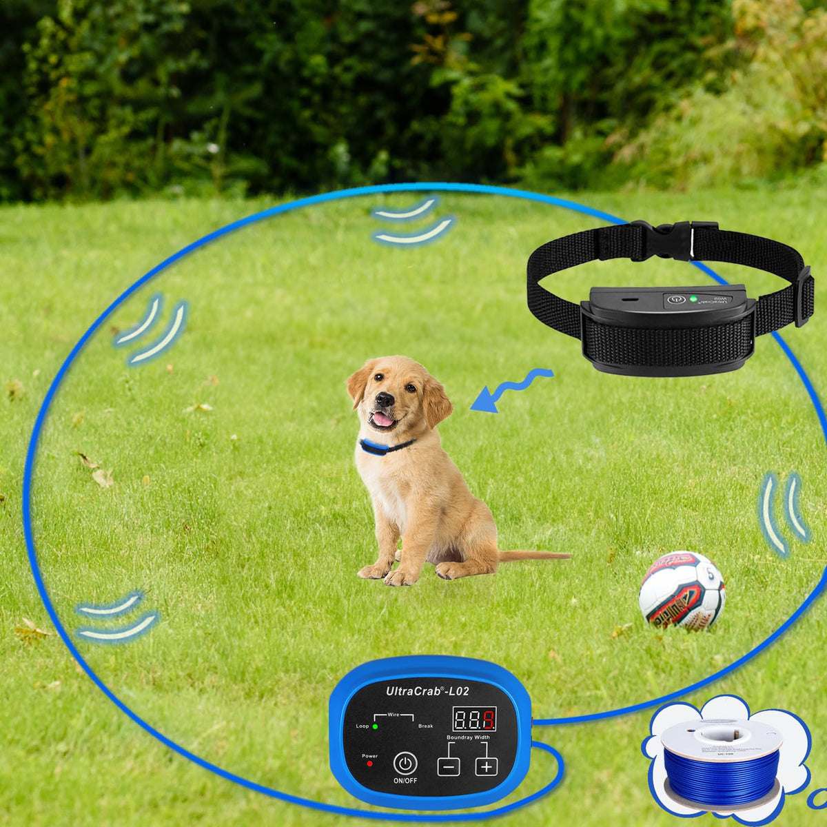 In-Ground Electric Dog Fence System with Waterproof Training Collar V957615