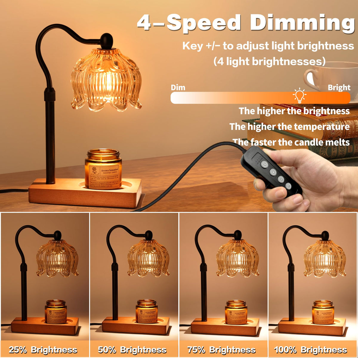 Adjustable Dimmable Candle Warmer Lamp with Timer S432726