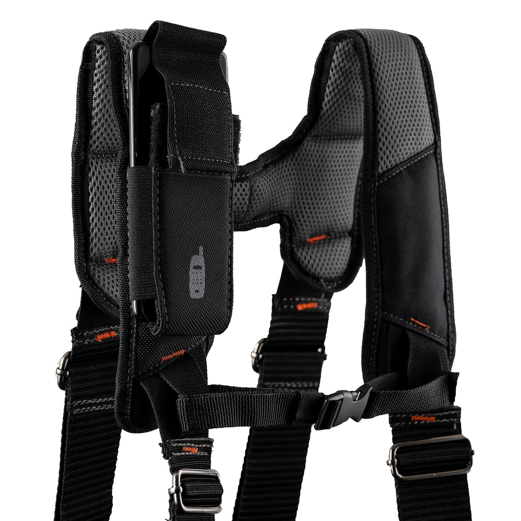 Black 1680 Denier Poly Carpenter’s Tool Belt with Suspenders N635116