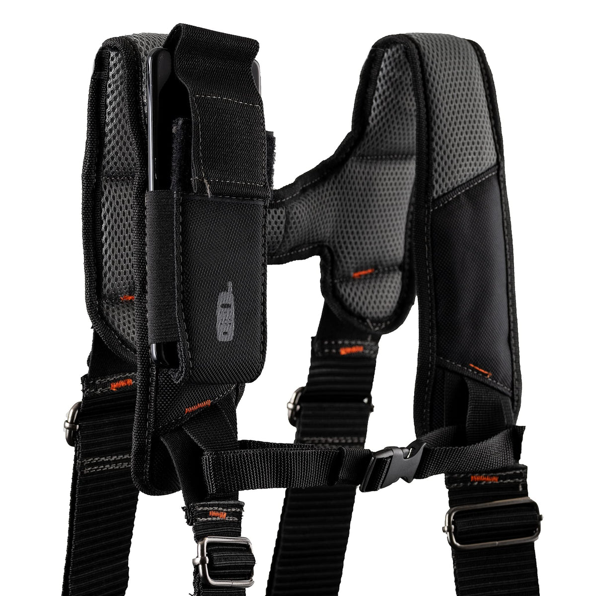 Black 1680 Denier Poly Carpenter’s Tool Belt with Suspenders N635116