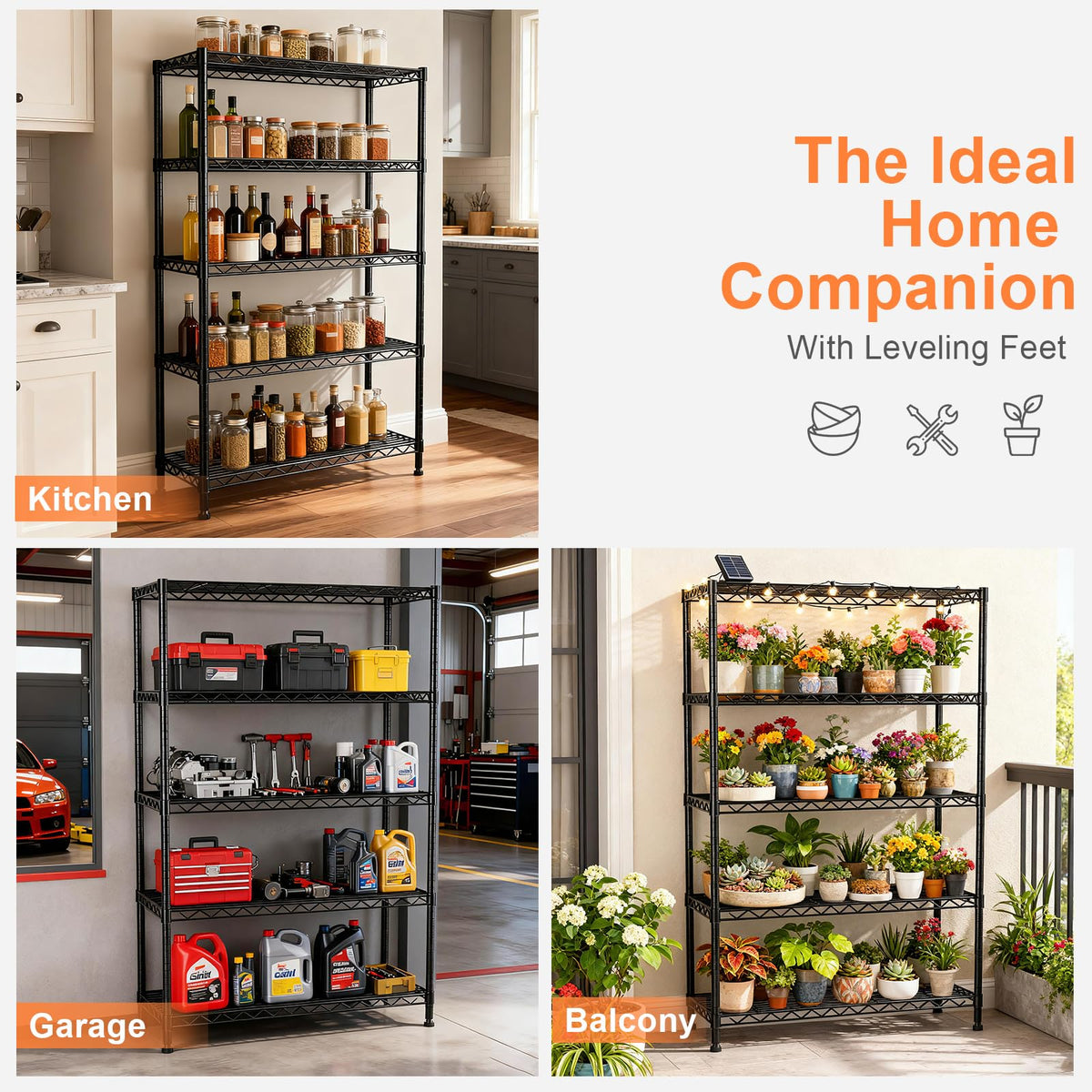 5-Tier Heavy Duty Metal Shelving Unit on Lockable Wheels T5383