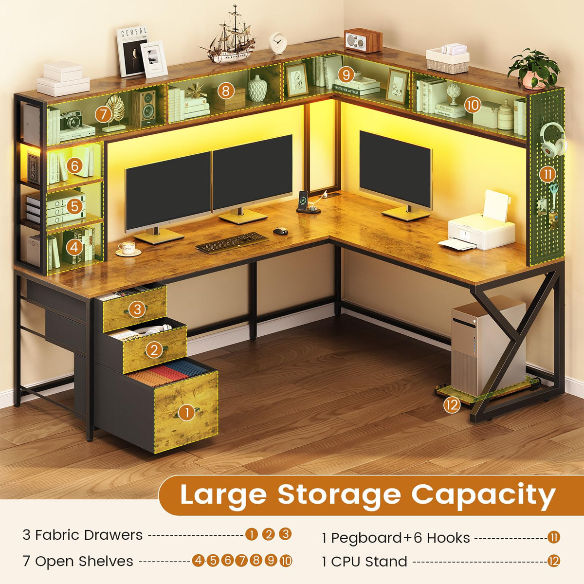 L Shaped Computer Desk with Hutch U6871