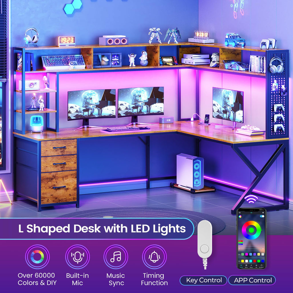 L Shaped Computer Desk with Hutch U6871