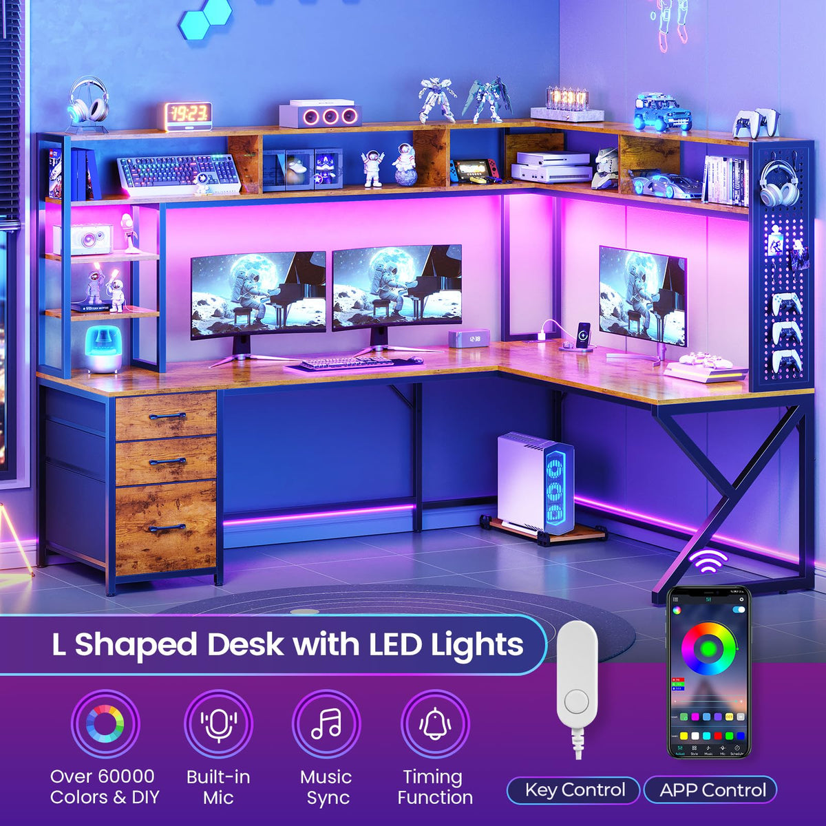 L Shaped Computer Desk with Hutch U6871