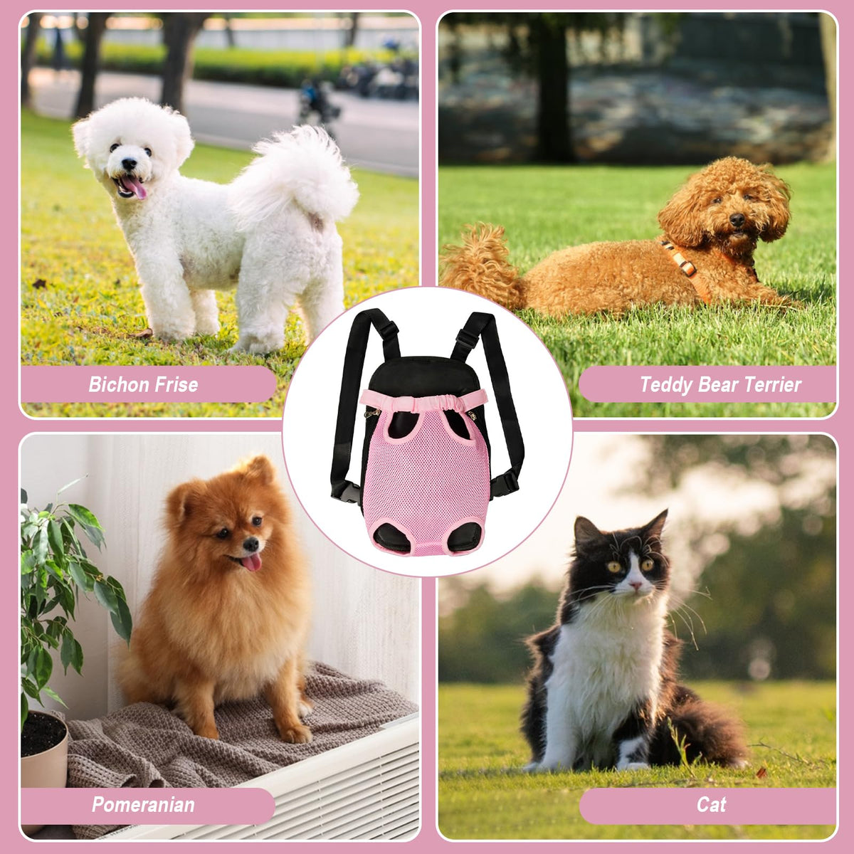 Dog Carrier Backpack Adjustable Pet Travel Bag H4101