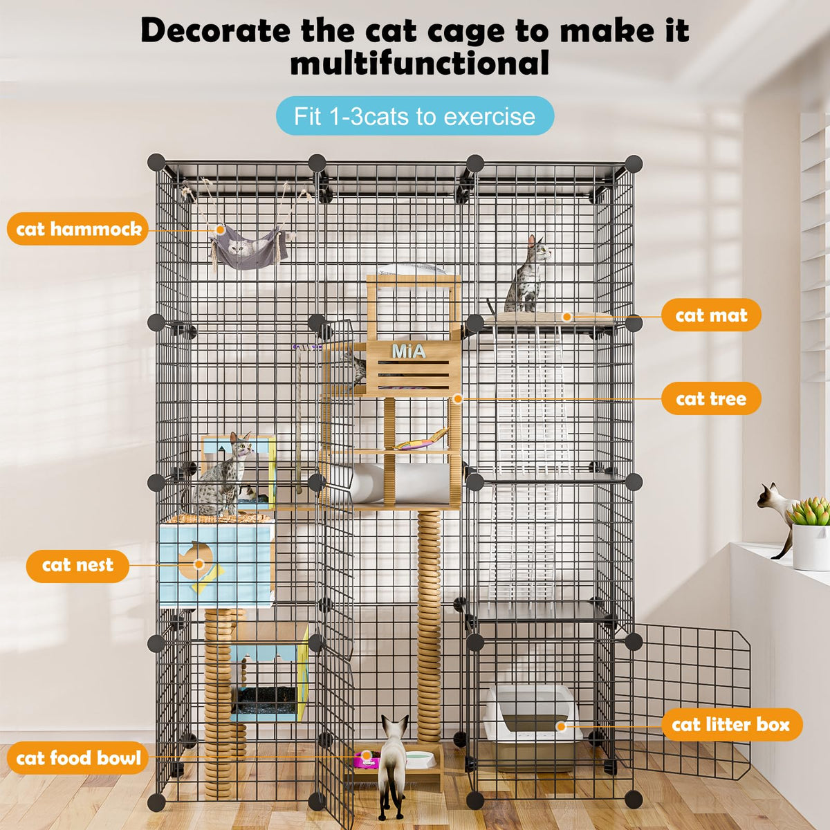 Large Detachable Metal Wire Cat Enclosure X9454