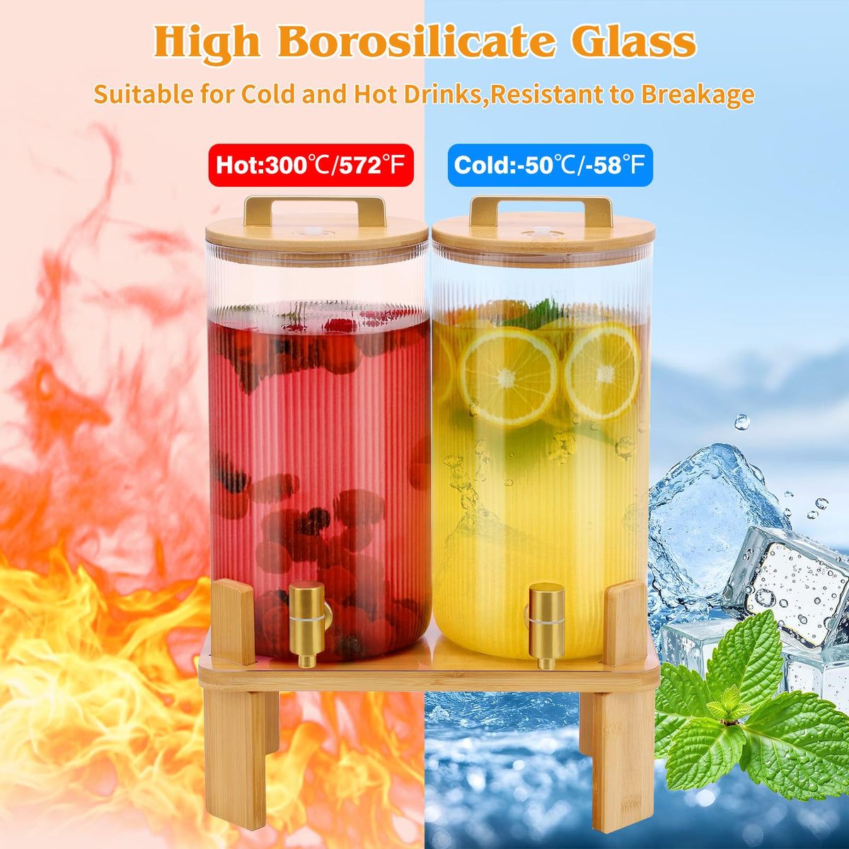 1.5 Gallon Drink Dispensers with Wood Stand U62895