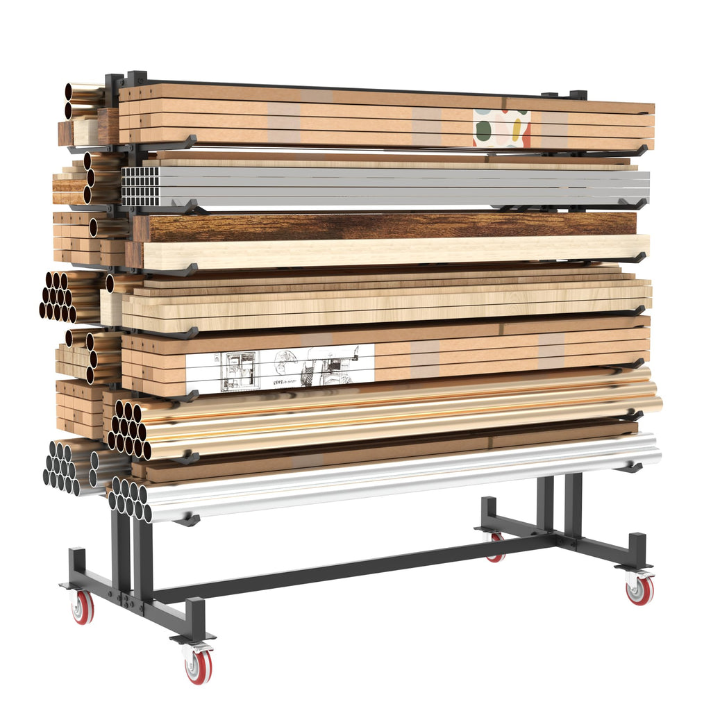 Heavy-Duty 2000LBS 7-Tier Rolling Lumber Storage Rack Z6623