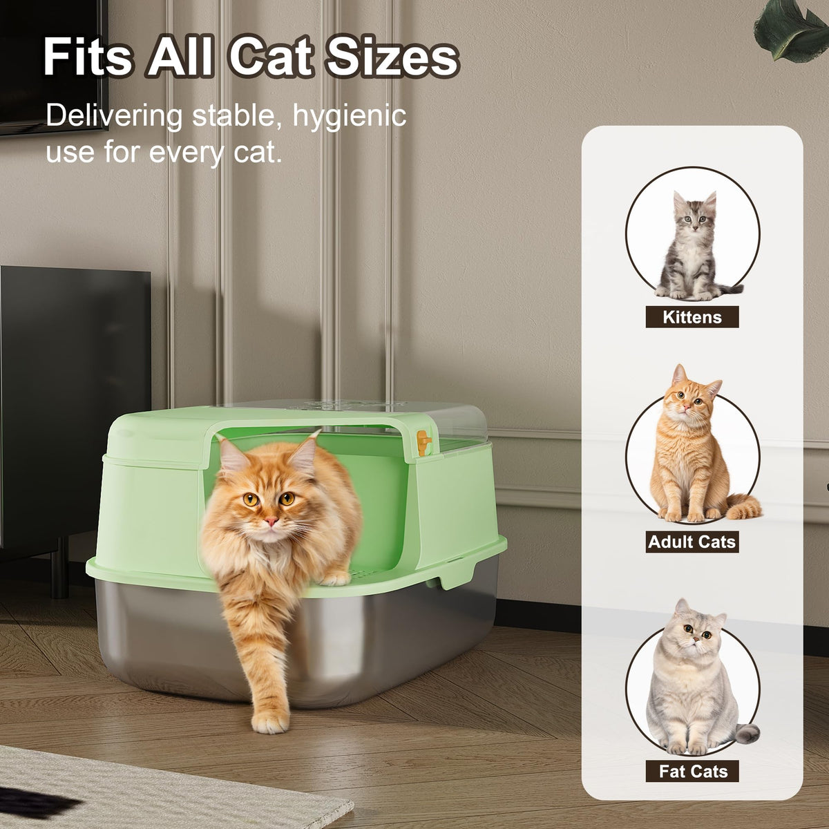 3-in-1 Convertible Cat Litter Box with Litter Trapping Grid J6171