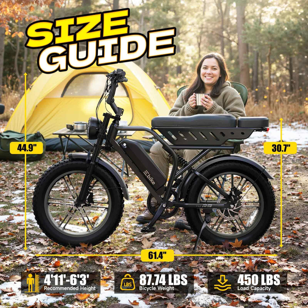 Electric Bike 48V 15Ah Battery 20"x4" Fat Tire U1022