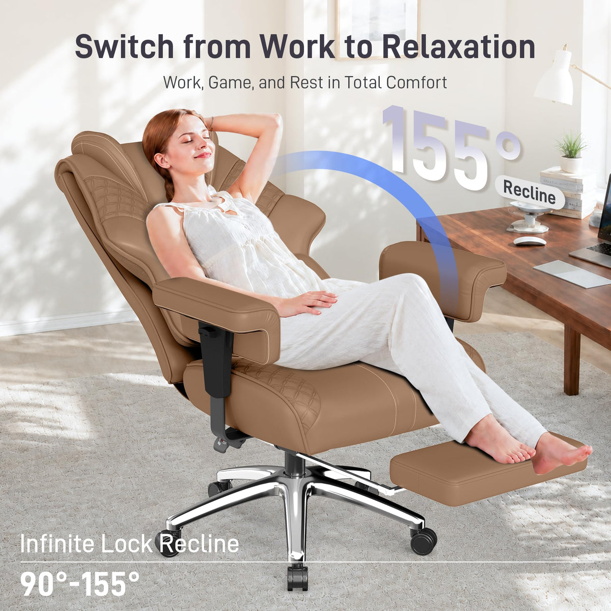 Big and Tall Executive Office Chair with Footrest and Lumbar Support S221