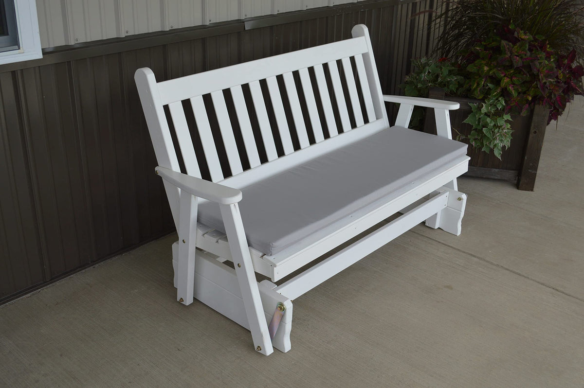 White Wooden Glider Bench with Gray Cushion Y68689