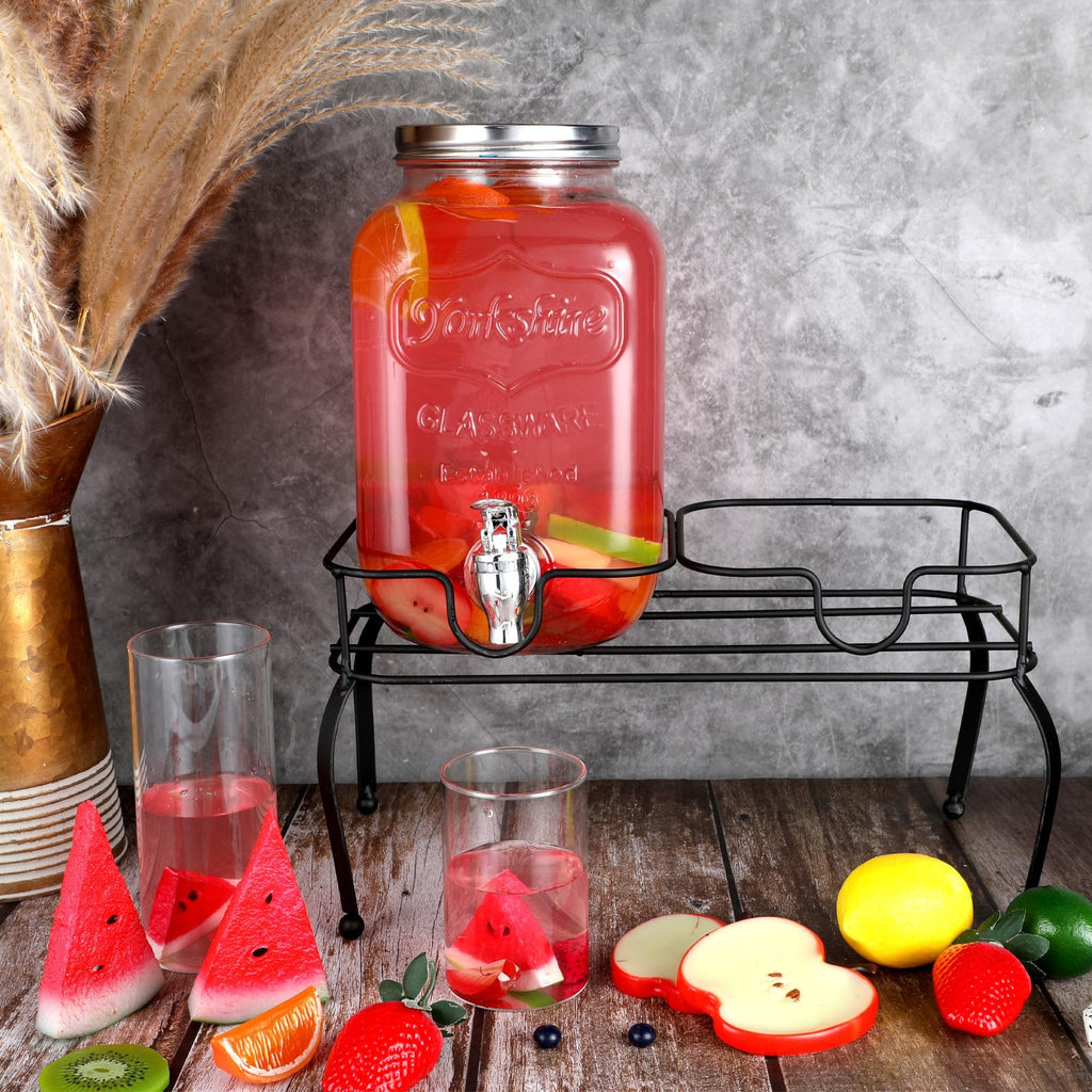 2 Gallon Black Metal Beverage Dispenser with 2 Compartments B331
