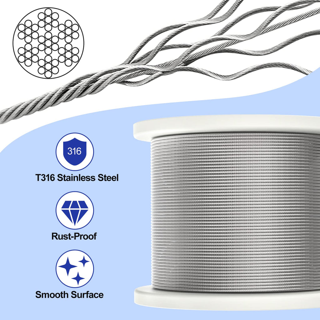 500FT 1/8" T316 Stainless Steel Cable M868