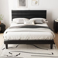 Full Faux Leather Upholstered Platform Bed Frame with Adjustable Headboard F496890