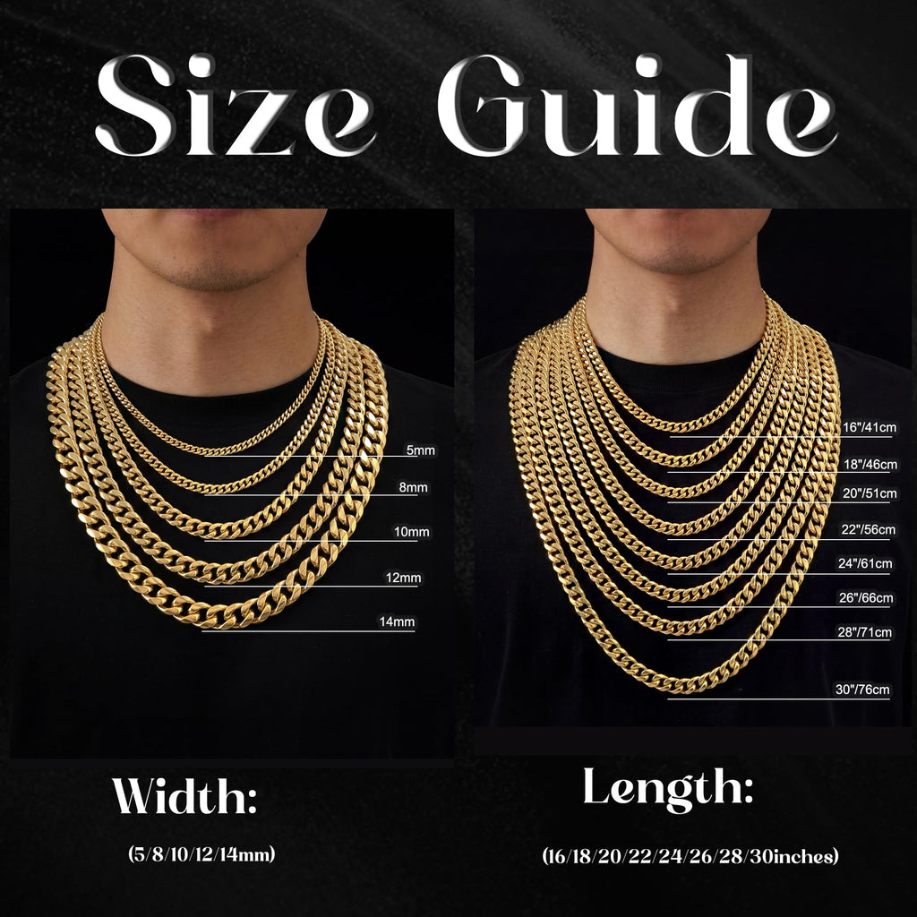 Gold Cuban Link Chain 5-14mm Stainless Steel F8021