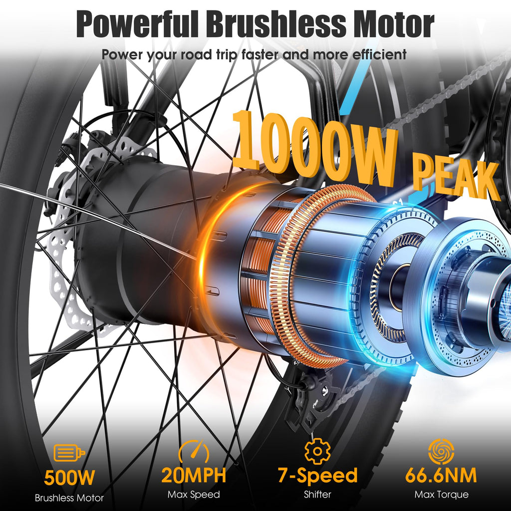 1000W 60Miles 26" x 4'' Fat Tire Electric Bike C891