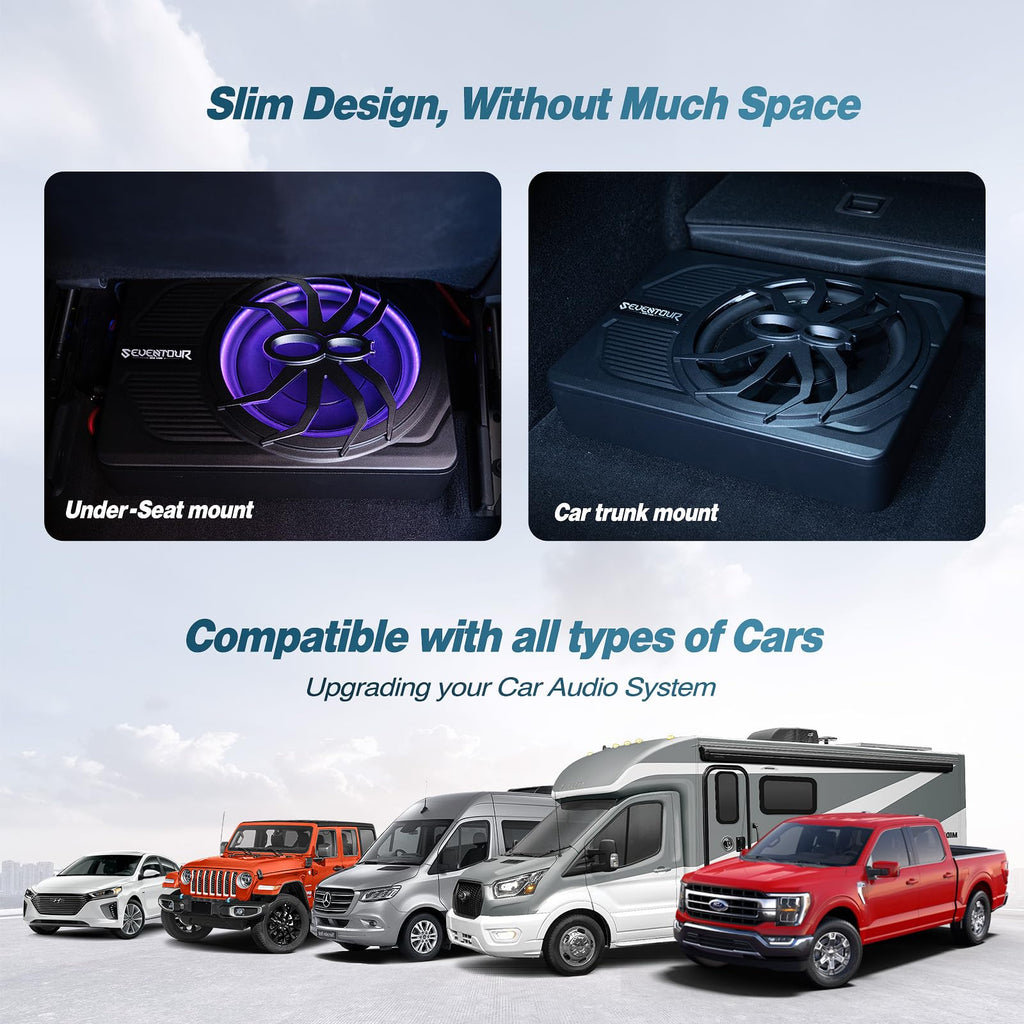 800W Under Seat Car Subwoofer and Amp Package S82923