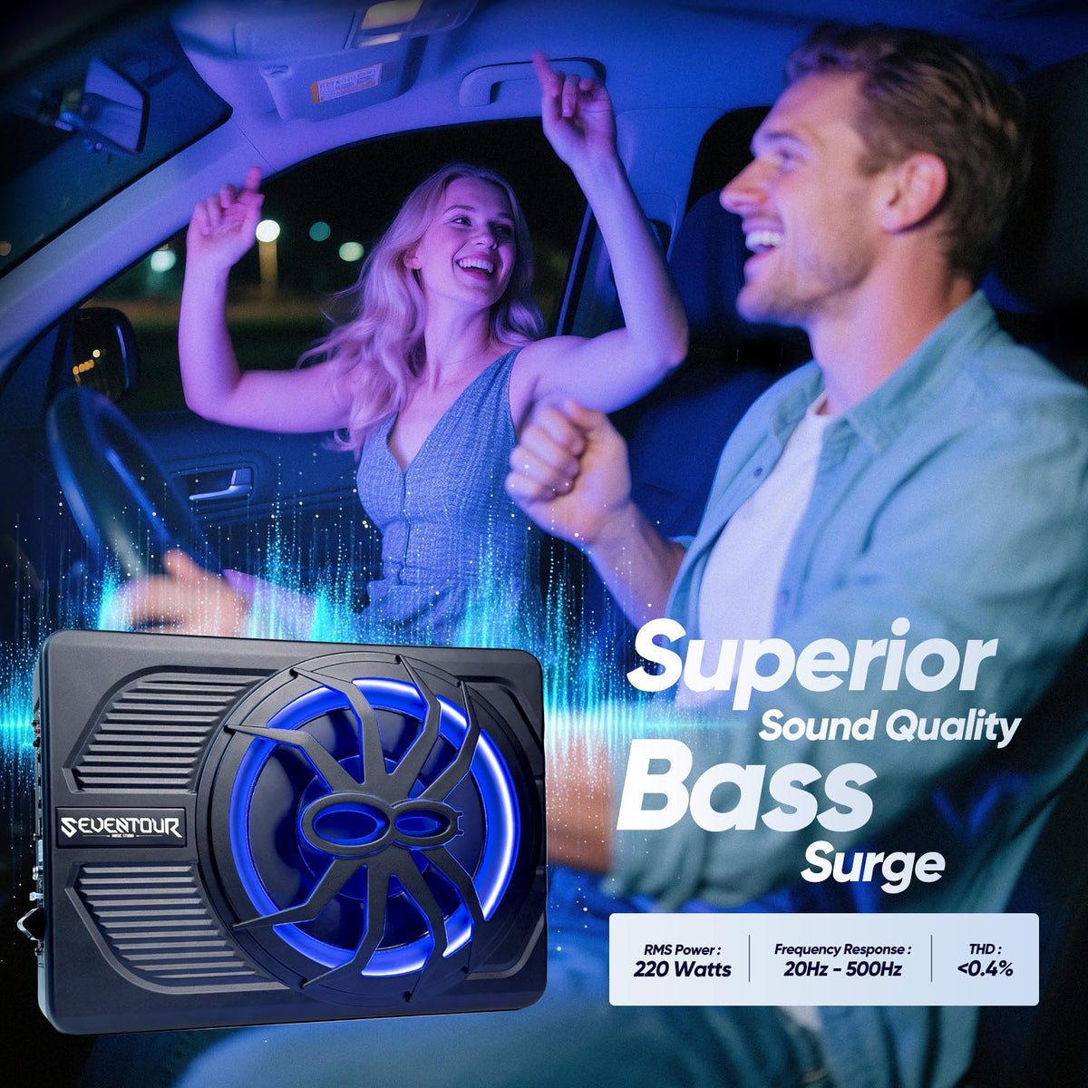 800W Under Seat Car Subwoofer and Amp Package S82923