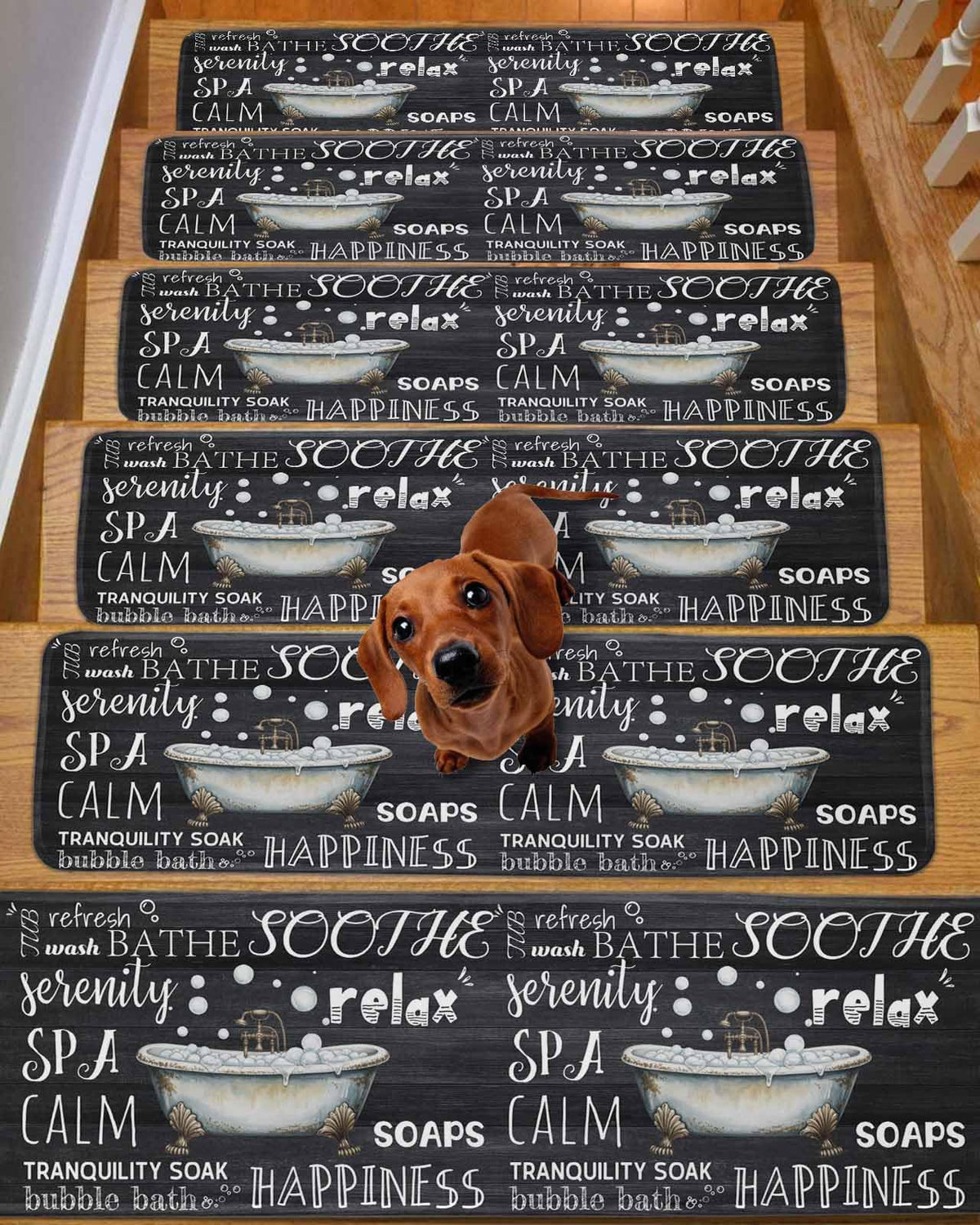 Black Vintage Art Non Slip Carpet Stair Treads 10 Pack 8x30 inch Y6268