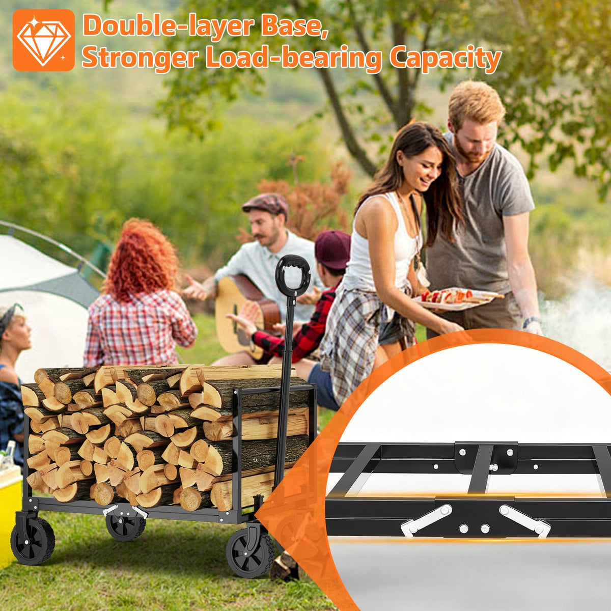 3 in 1 Foldable Wagon Cart with Sturdy Wheels K818783