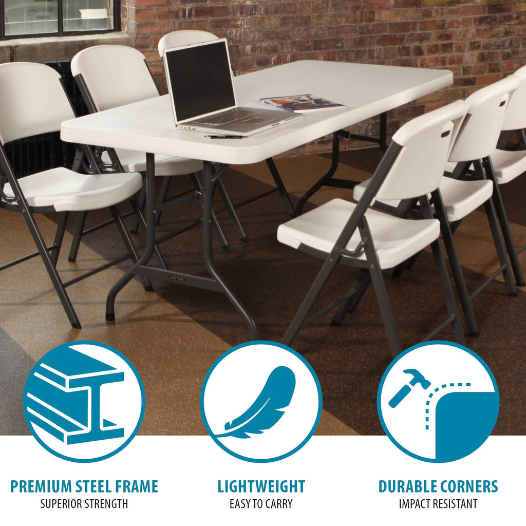White 6 Feet Folding Utility Table Pack of 4 A687609