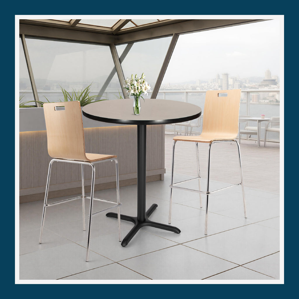Round 36 in Diameter 42 in Bar Height Black Frame Gray Laminate Cafe Table B679083