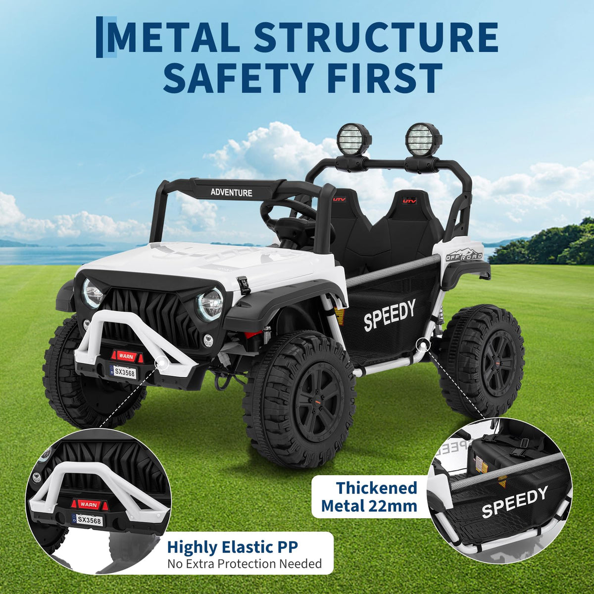 24V 4WD Electric Car 2 Seater UTV with Remote Control Y483031