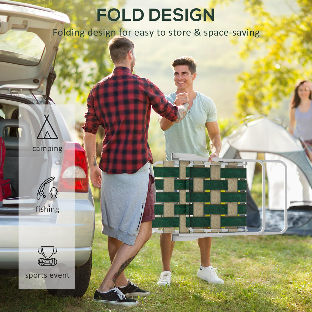 Set of 2 Oversized Folding Webbed Lawn Chairs with Armrests B65519