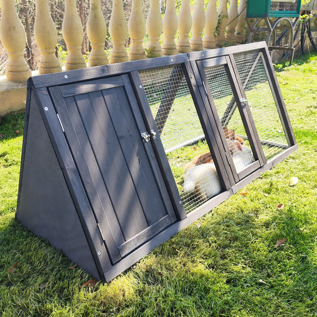 Wooden A-Frame Rabbit Hutch with Chicken Run O273