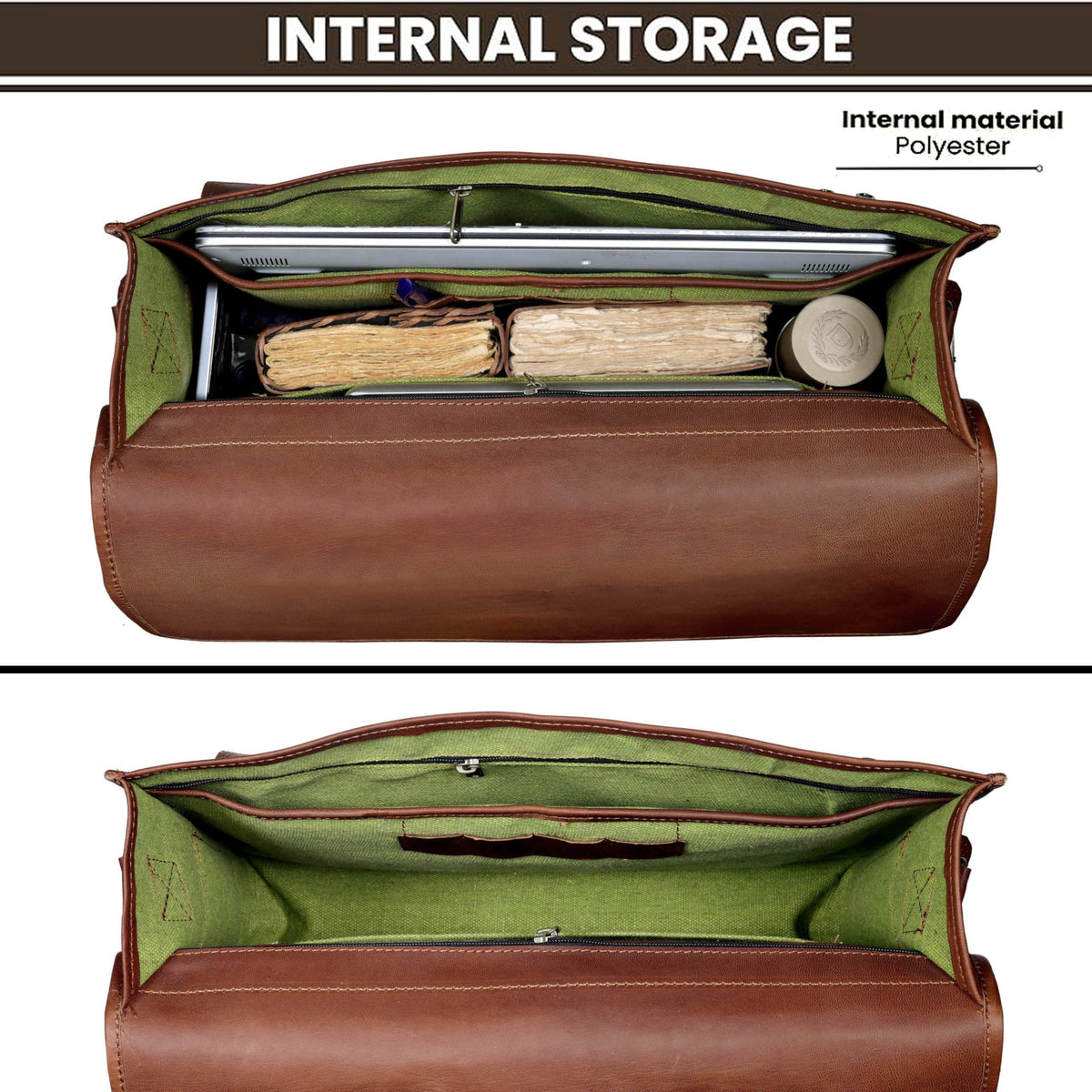 18 Inch Full Grain Buffalo Leather Laptop Briefcase R323125