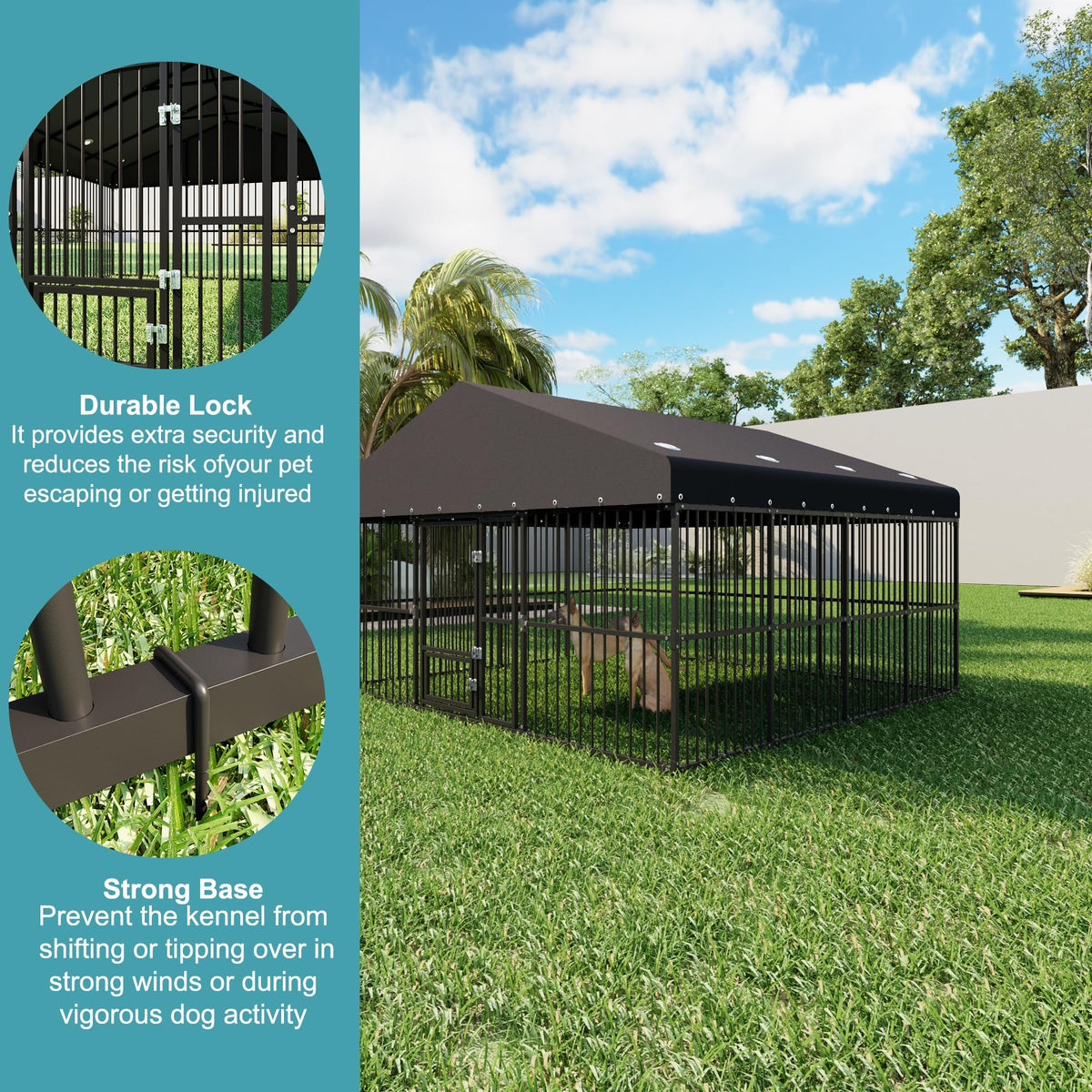 10x20x6.5 FT Heavy Duty Outdoor Dog Kennel with Roof G40950