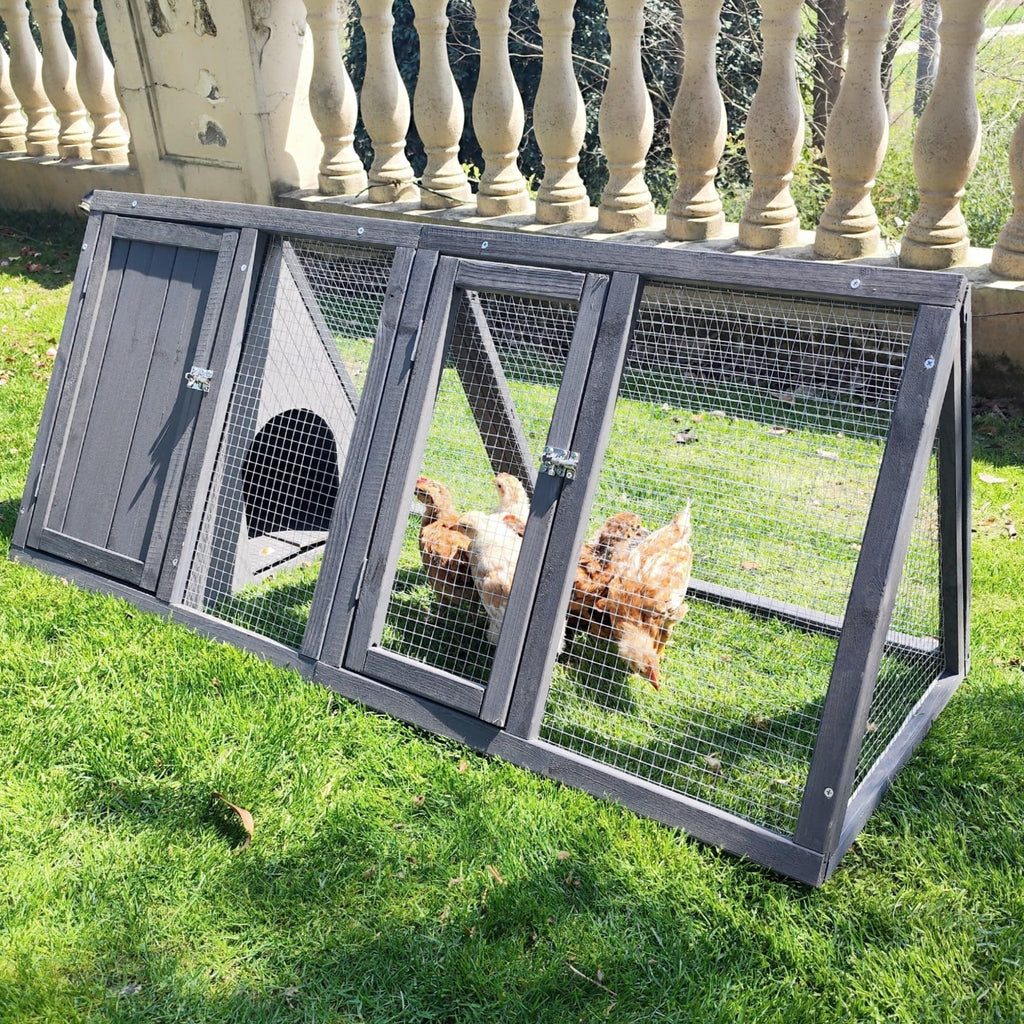 Wooden A-Frame Rabbit Hutch with Chicken Run O273