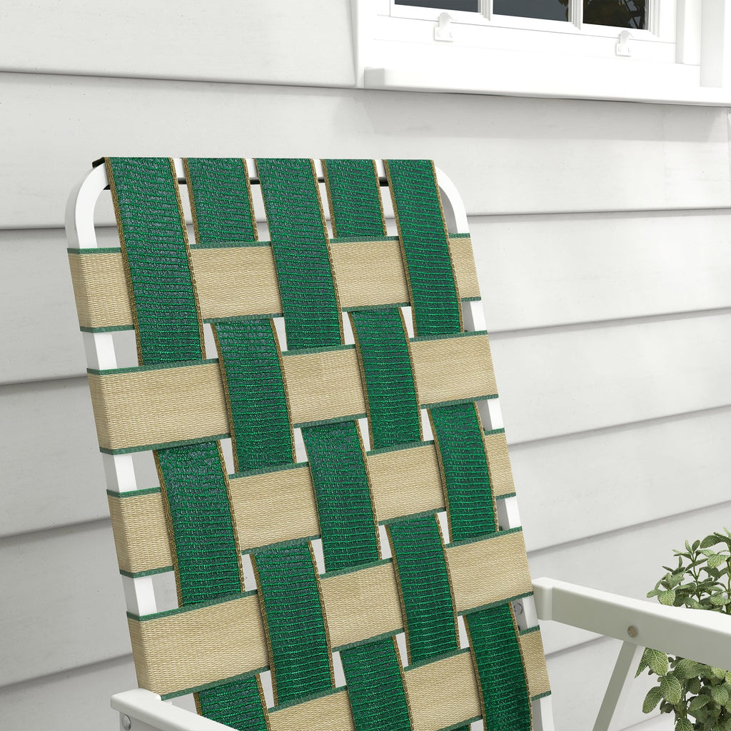 Set of 2 Oversized Folding Webbed Lawn Chairs with Armrests B65519