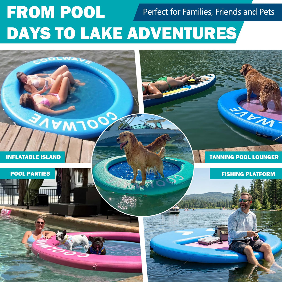 Inflatable Water Hammock Floating Dock with Cup Holders D72109