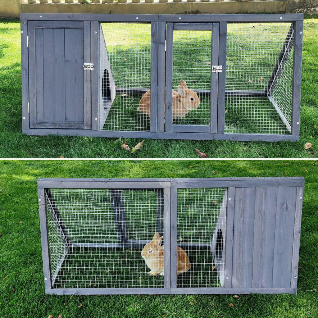 Wooden A-Frame Rabbit Hutch with Chicken Run O273